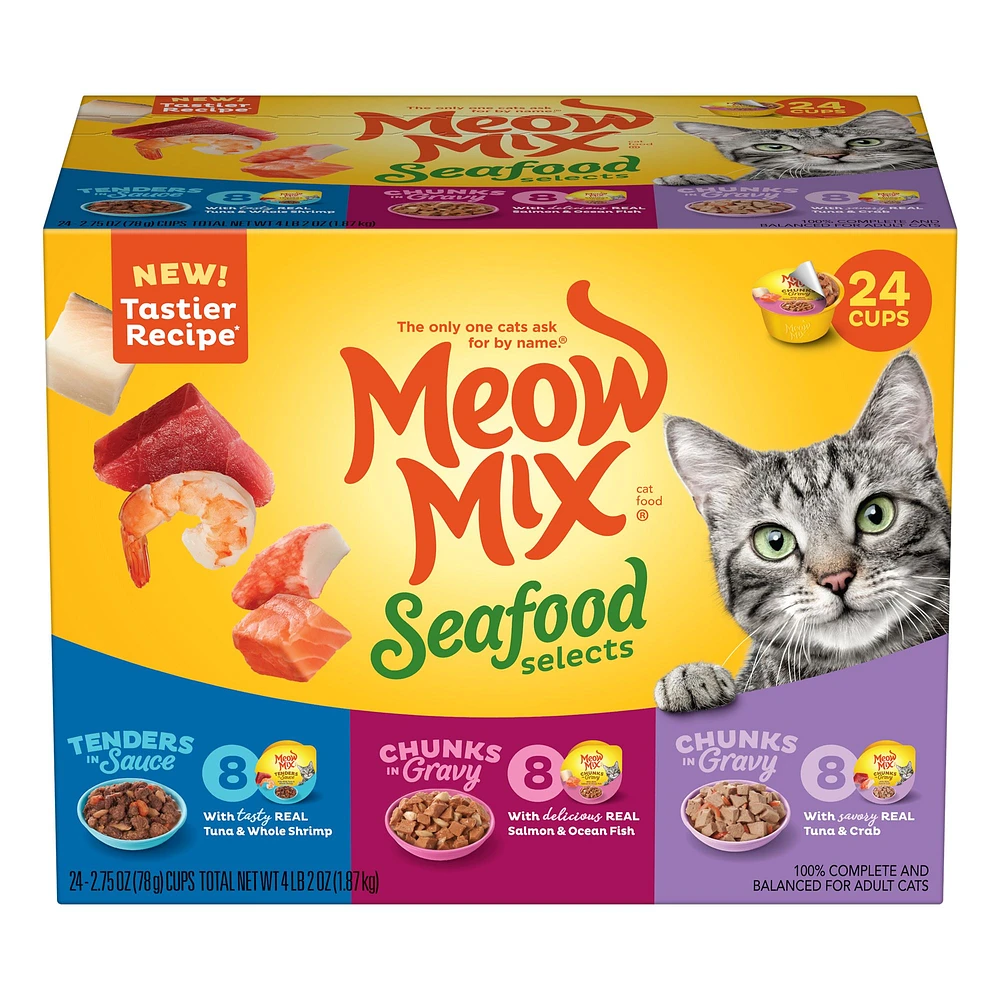 Meow Mix Wet Cat Food All Ages Tuna Shrimp Salmon Ocean Fish