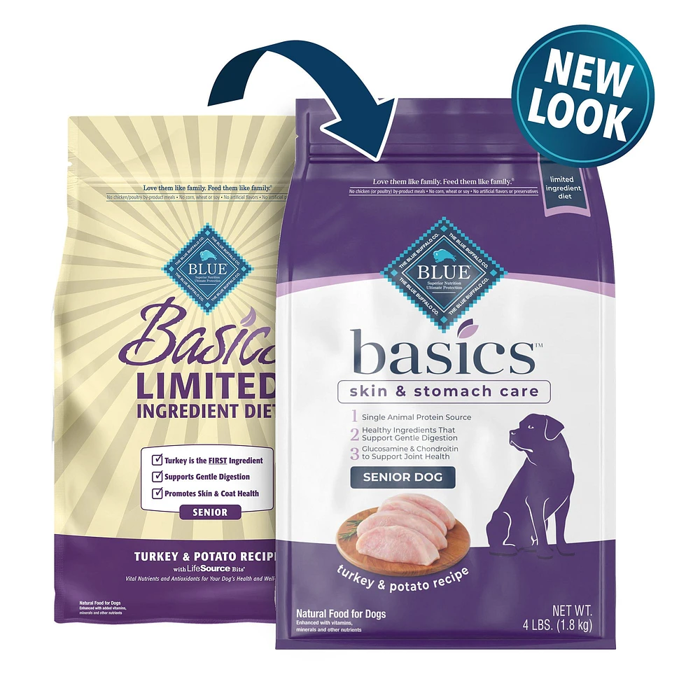 Blue Buffalo Basics Senior Dry Dog Food Natural Turkey The