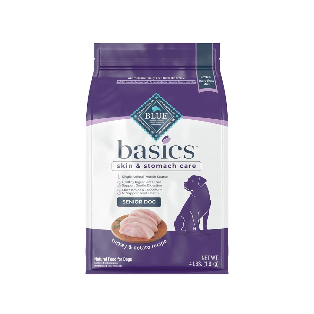 Blue Buffalo Basics Senior Dry Dog Food Natural Turkey The