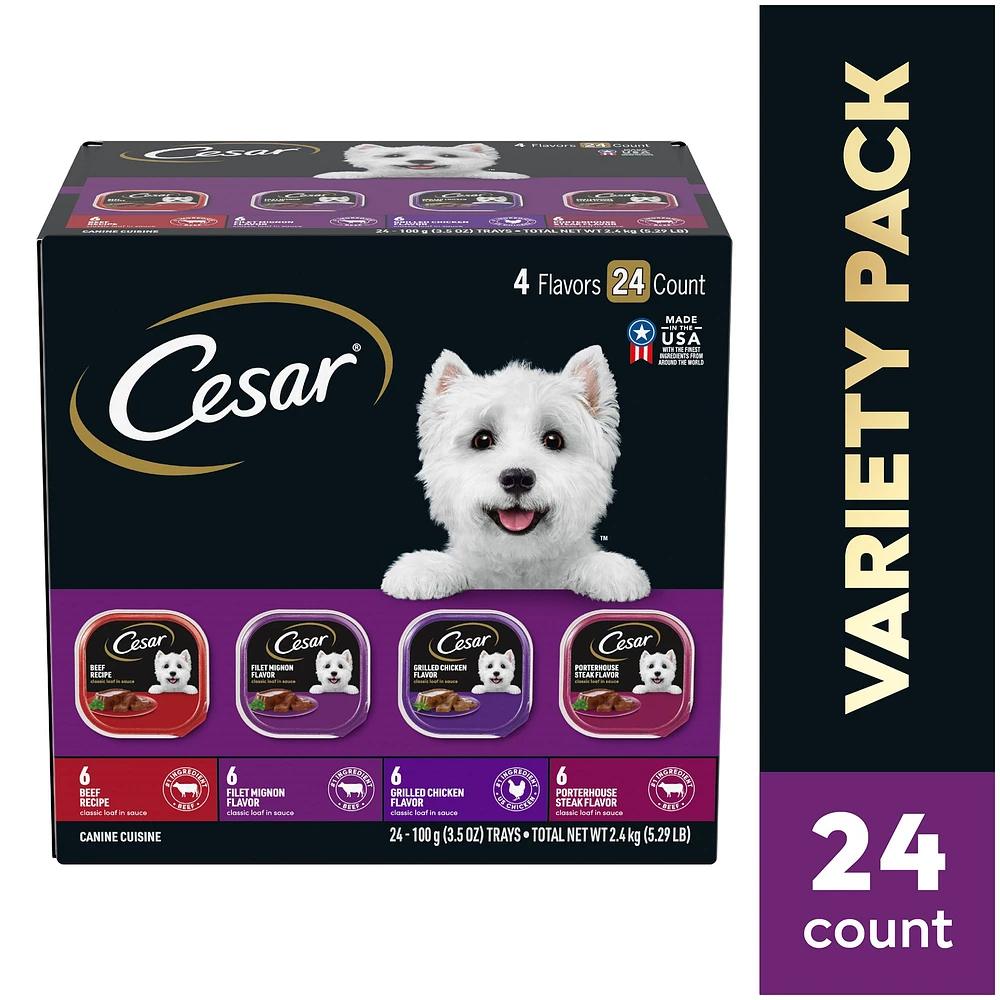 Cesar Classics Adult Wet Dog Food Loaf 24 Count Variety Pack