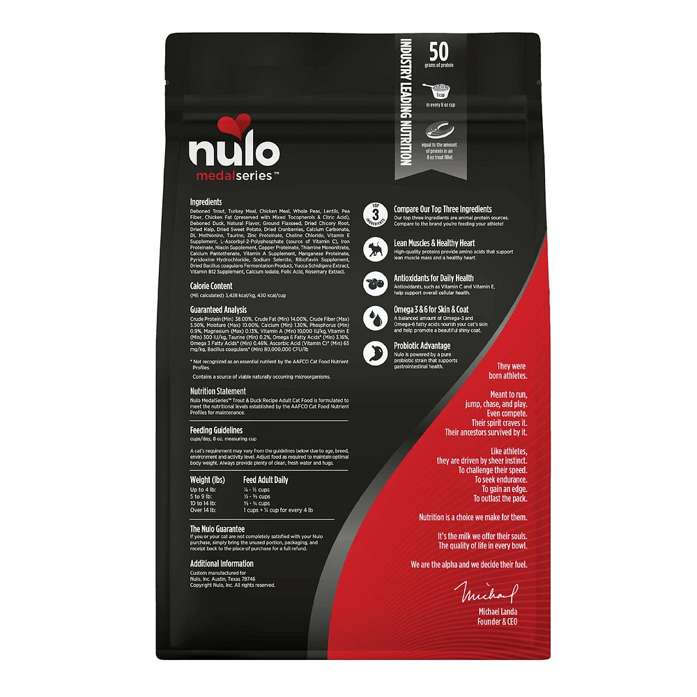 Nulo MedalSeries Adult Dry Cat Food Grain Free The Market Place