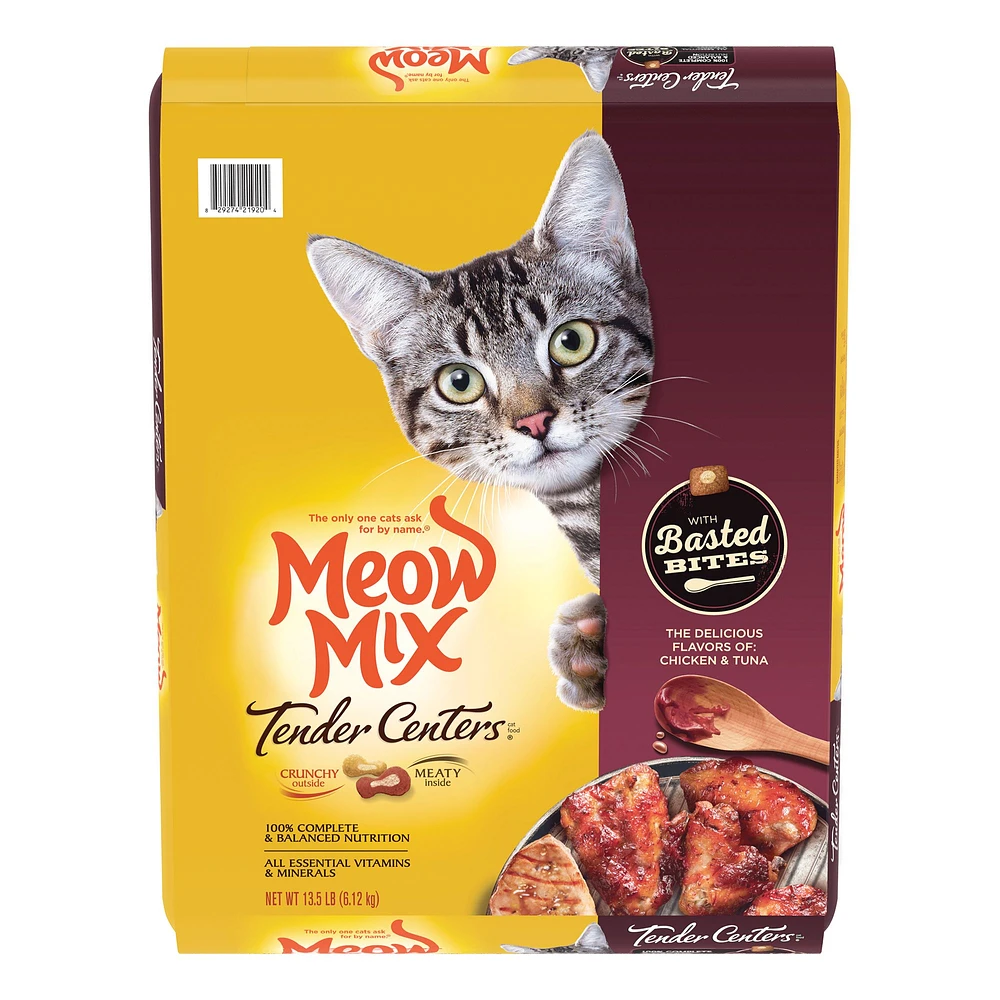 Meow Mix Tender Centers Dry Cat Food All Ages Chicken Tuna