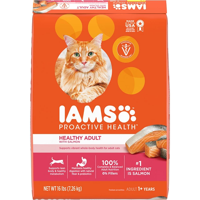 IAMS Proactive Health Adult Dry Cat Food Healthy Adult Salmon