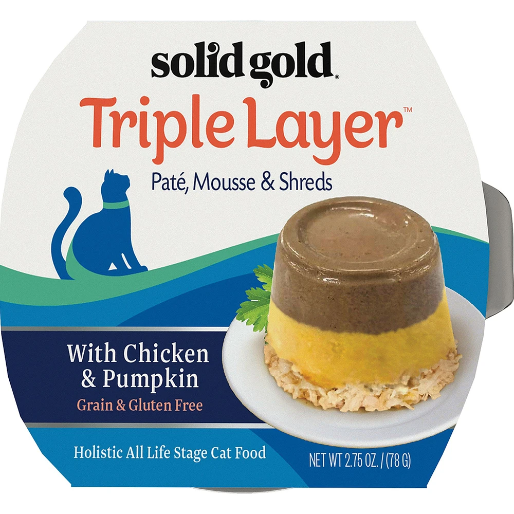 Solid Gold Triple Layer Pate Mousse Shreds Wet Cat Food Grain Free