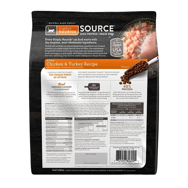 Simply Nourish Source Kitten Cat Dry Food Turkey Chicken