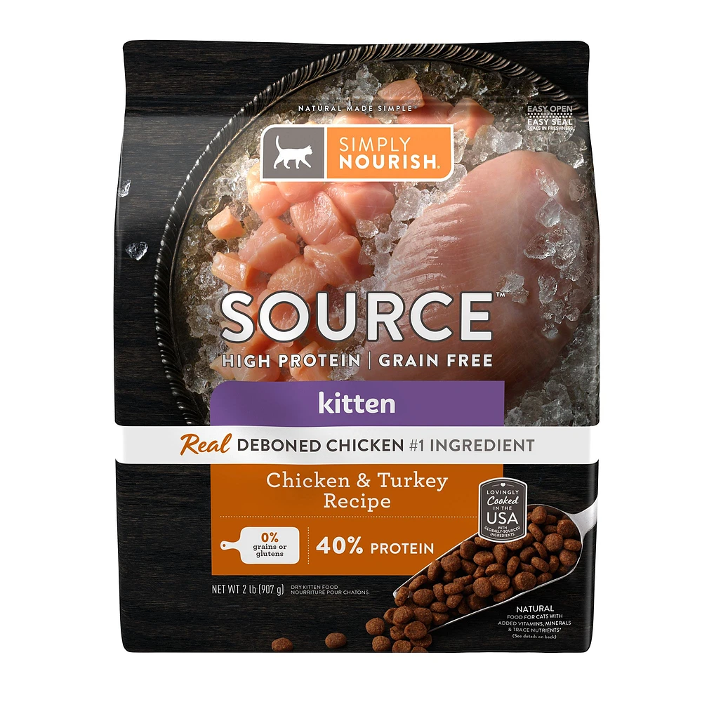 Simply Nourish Source Kitten Cat Dry Food Turkey Chicken