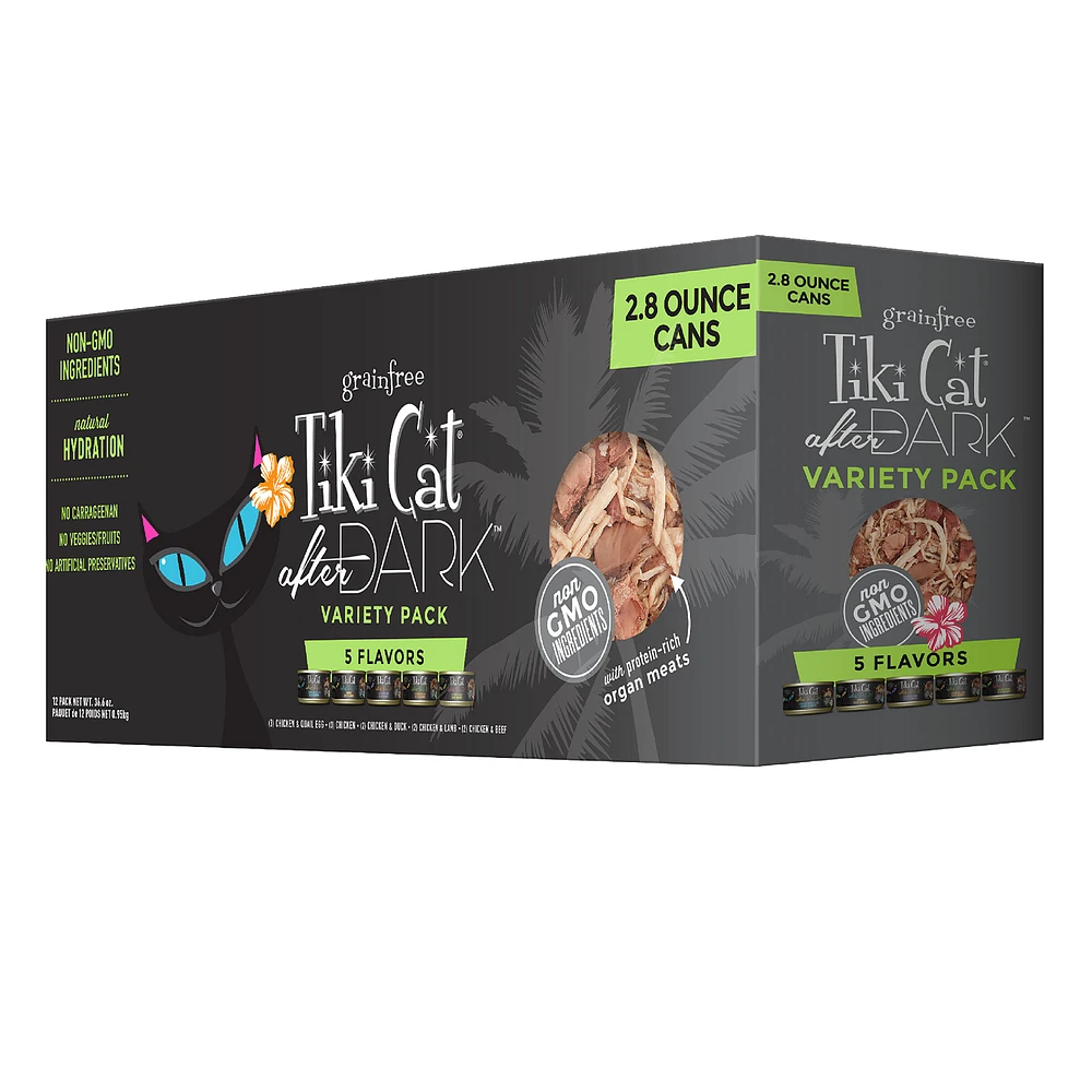 Tiki Cat After Dark Wet Cat Food Non GMO Grain Free Variety Pack 12ct