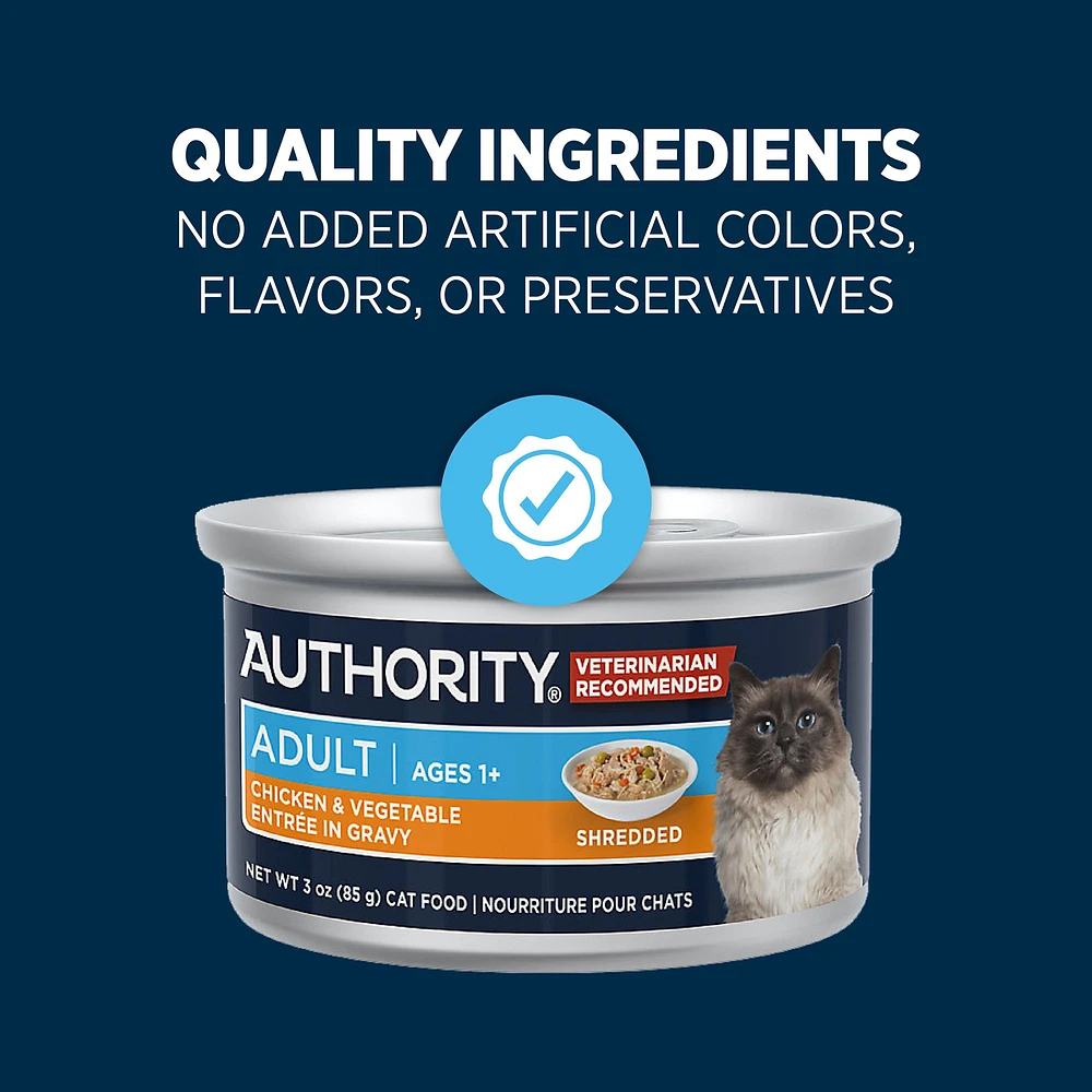 Authority Everyday Health Cat Wet Food 3 Oz Shreds in Gravy