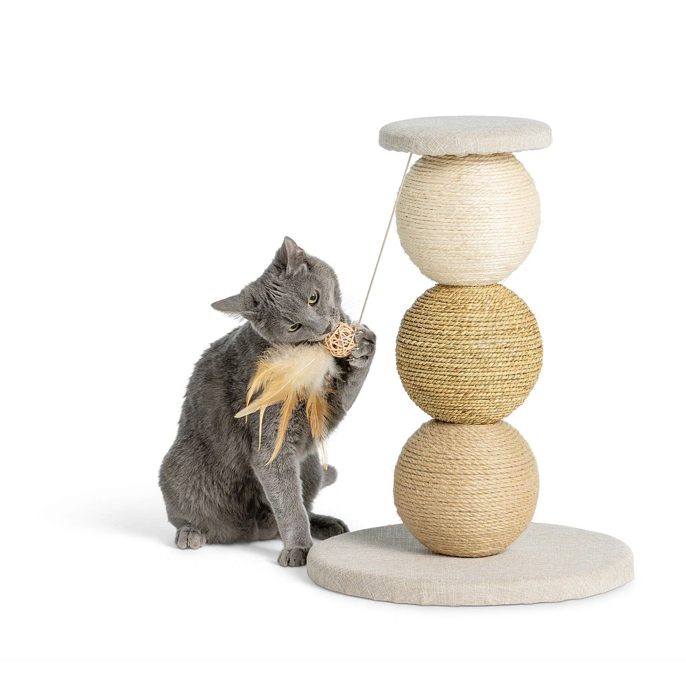 Whisker City 19 in Three Ball Cat Scratching Post