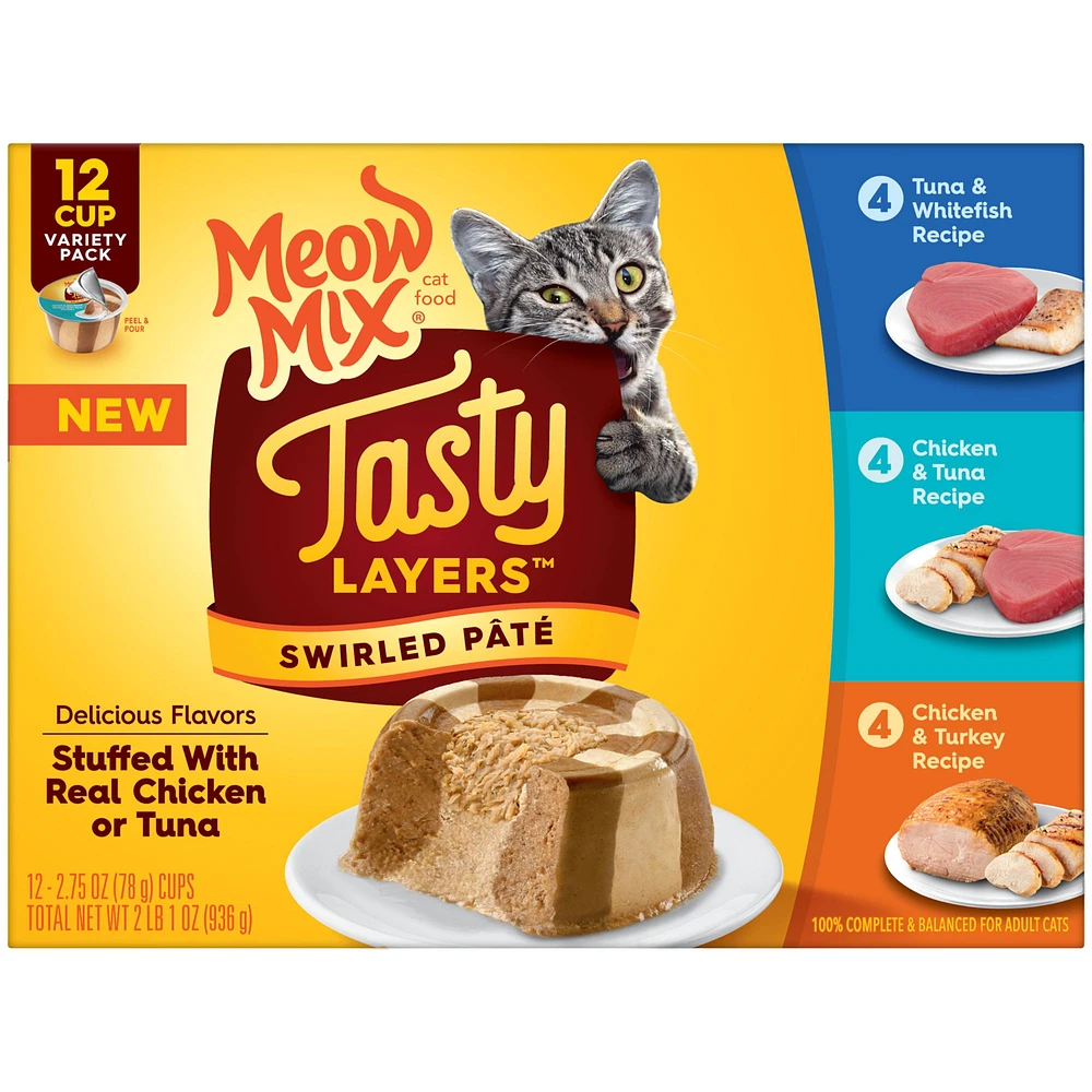 Meow Mix Tasty Layers Wet Cat Food Chicken Tuna Turkey