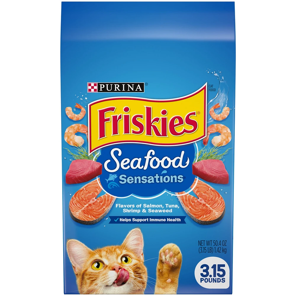 Purina Friskies Seafood Sensations Adult Dry Cat Food Salmon Tuna Shrimp