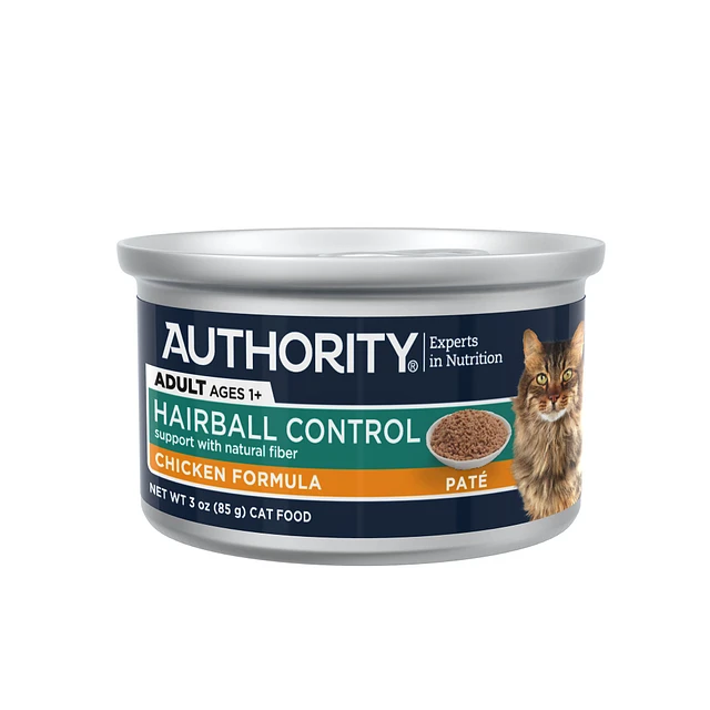 Authority Hairball Control Adult Wet Cat Food Chicken Pate 3oz