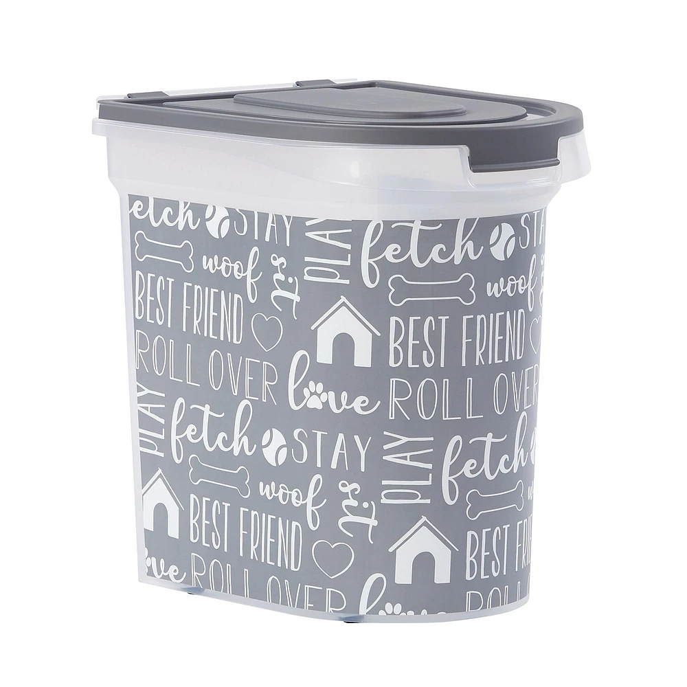 Paw Prints Grey Print Pet Food Storage Container with Wheels 26