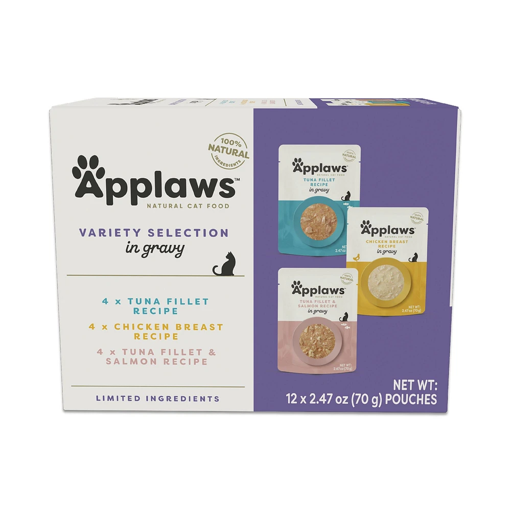 Applaws Flakes in Gravy Wet Cat Food Pouches Variety Pack 12 ct