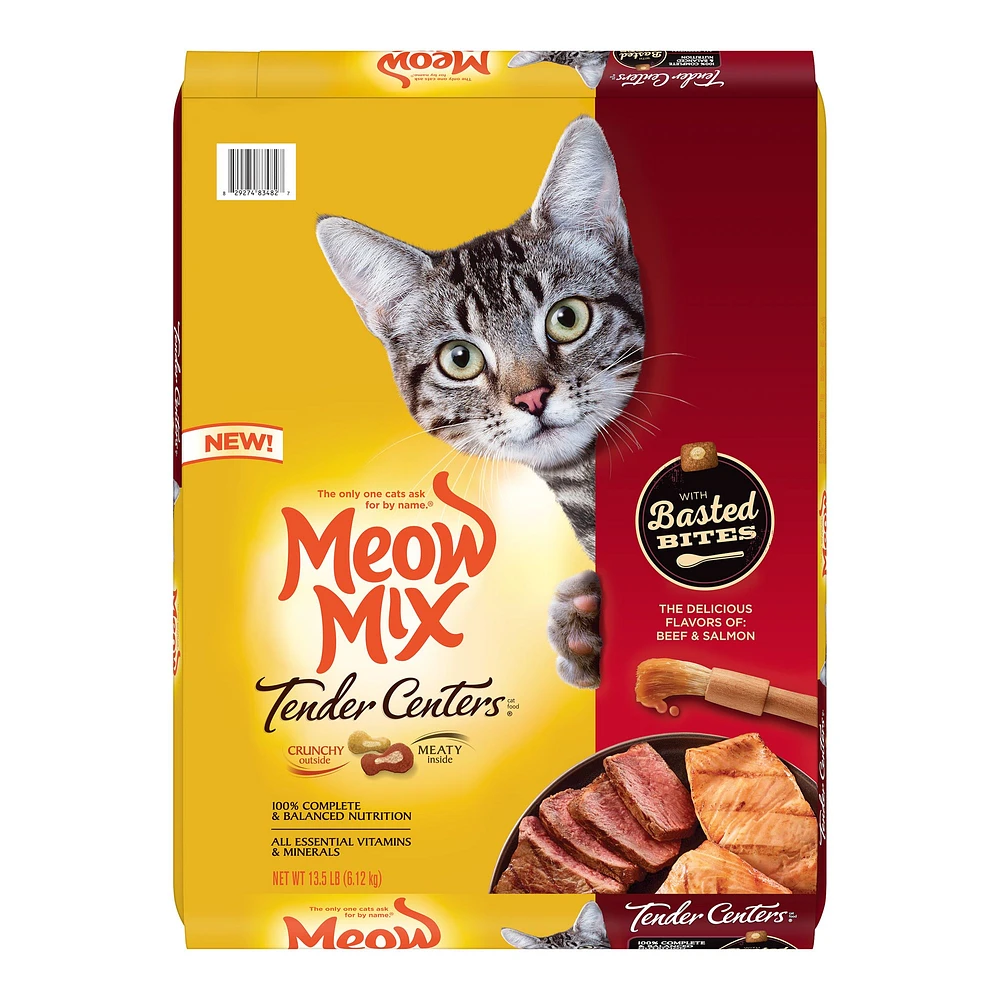 Meow Mix Tender Centers Dry Cat Food All Ages Beef Salmon The