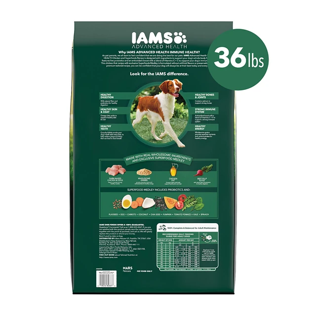 IAMS Advanced Health Adult Dry Dog Food Immune Health Chicken Superfoods Recipe