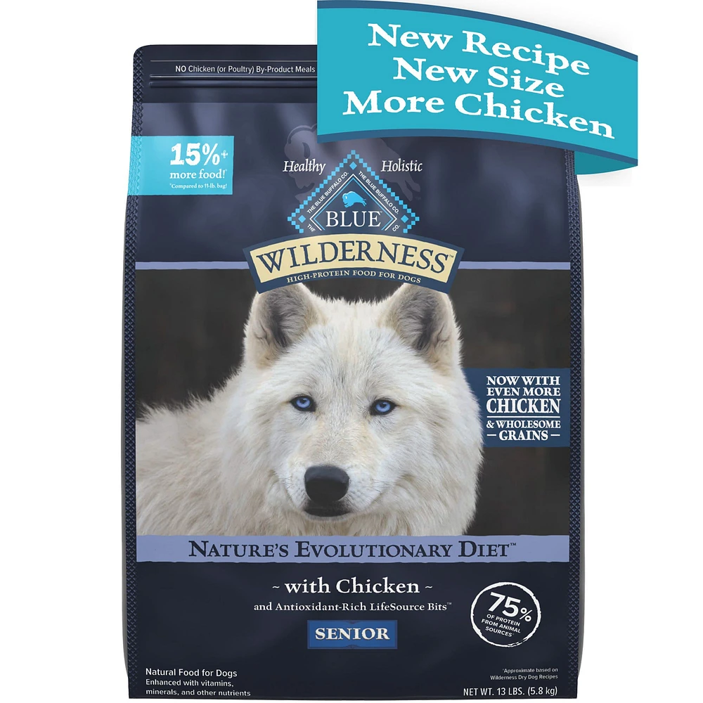 Blue Wilderness Senior Dry Dog Food Wholesome Grains High Protein Natural