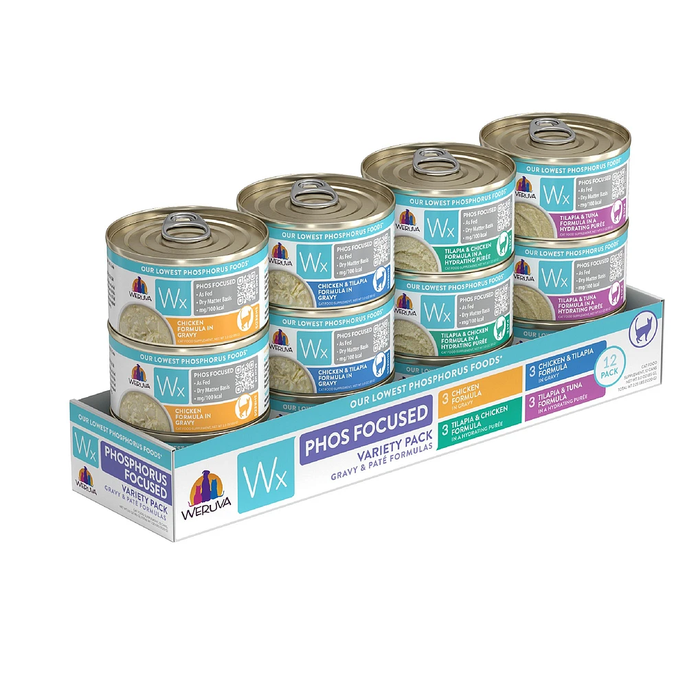 Weruva Wx Phos Focused Gravy Pate Formulas Wet Cat Food Variety Pack 12ct