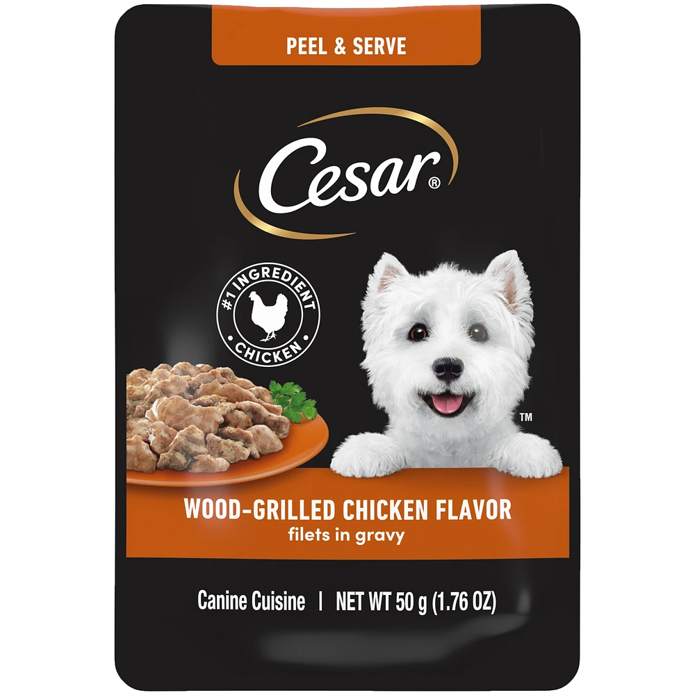 CESAR Filets in Gravy Wet Dog Food Wood Grilled Chicken Flavor