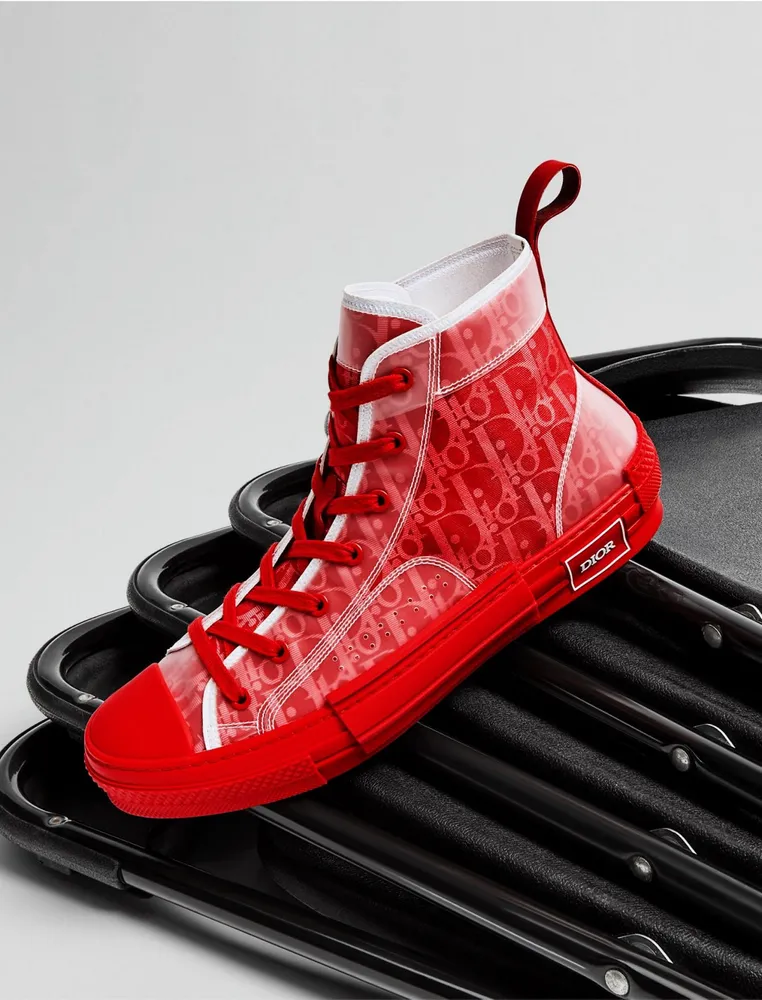 DIOR B23 Canvas High-Top Sneakers In Dior Oblique Print | Square One