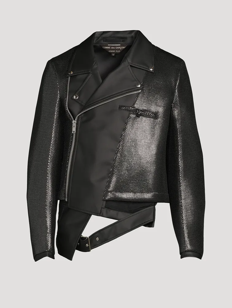 COMME DES GARÇONS HOMME PLUS Faux Leather Asymmetric Biker Jacket