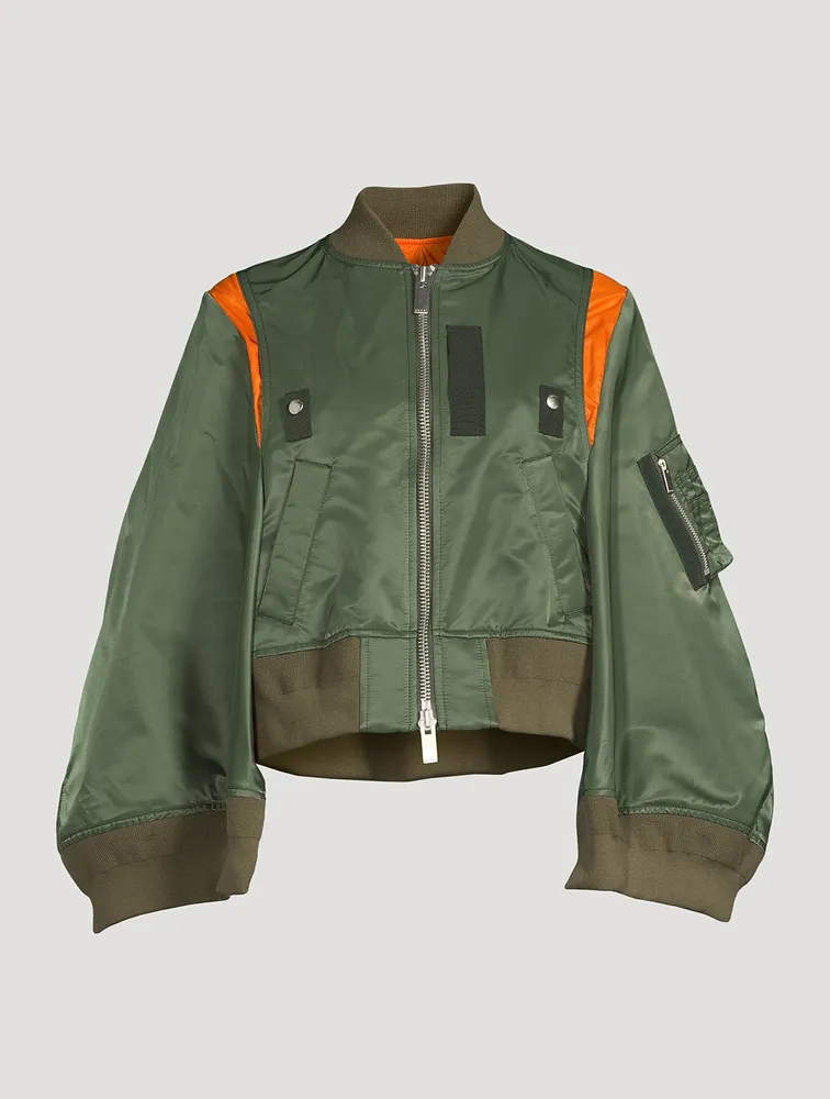 SACAI Nylon Twill Mix Bomber Cape | Square One