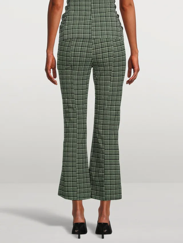 GANNI Charron Seersucker Wide-Leg Pants In Check | Square One