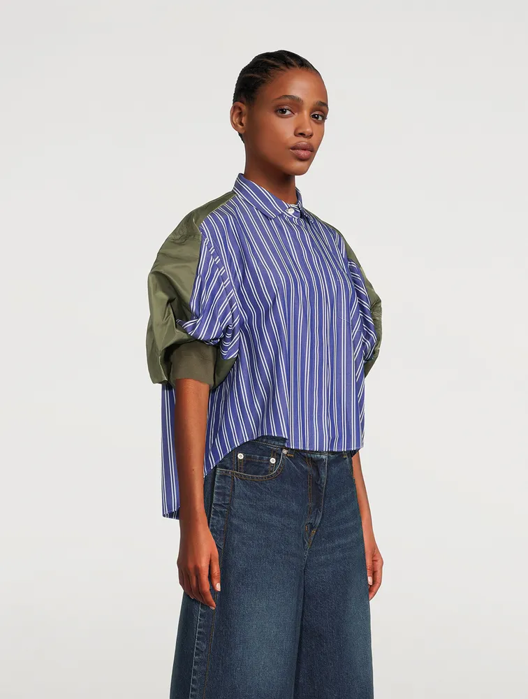 SACAI Nylon Twill Mix Shirt | Square One