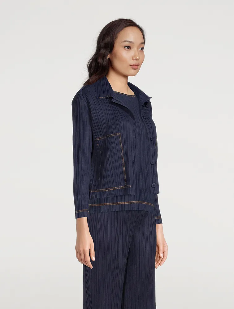 PLEATS PLEASE ISSEY MIYAKE Ramie Denim Jacket | Yorkdale Mall