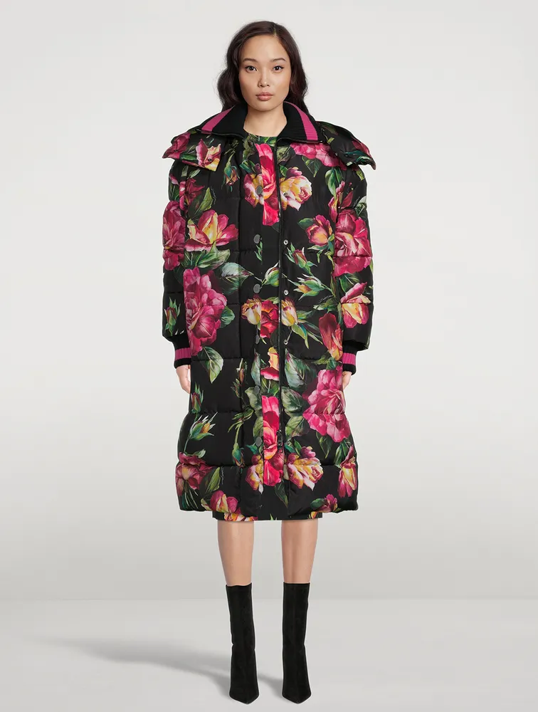 DOLCE & GABBANA Oversized Down Puffer Jacket In Floral Print