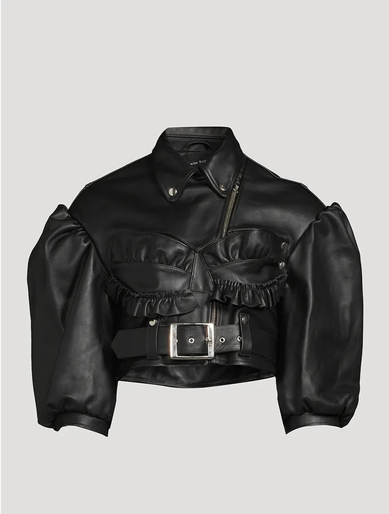 SIMONE ROCHA Cropped Bustier Leather Biker Jacket | Square One