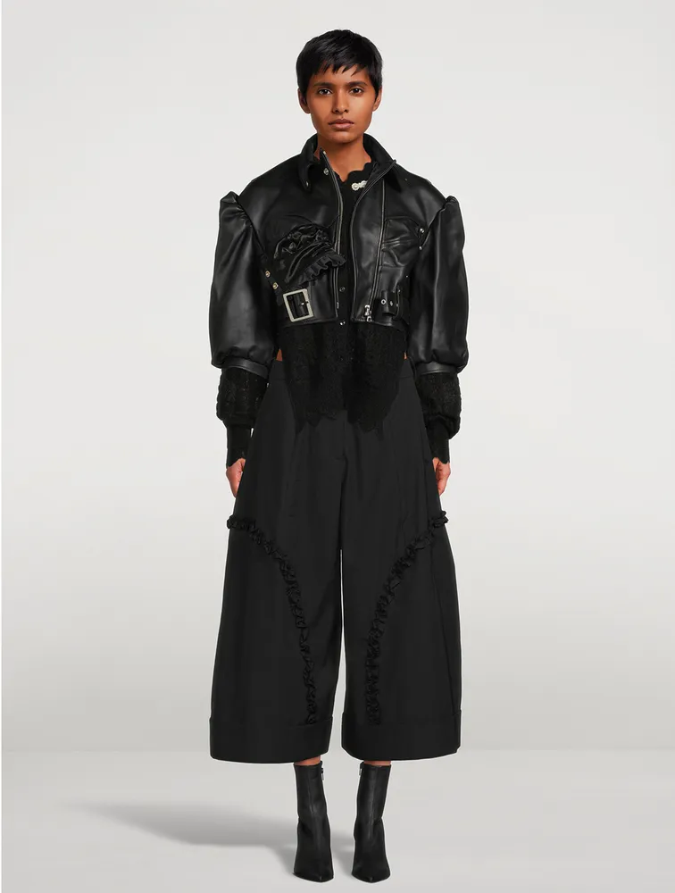 SIMONE ROCHA Cropped Bustier Leather Biker Jacket | Square One