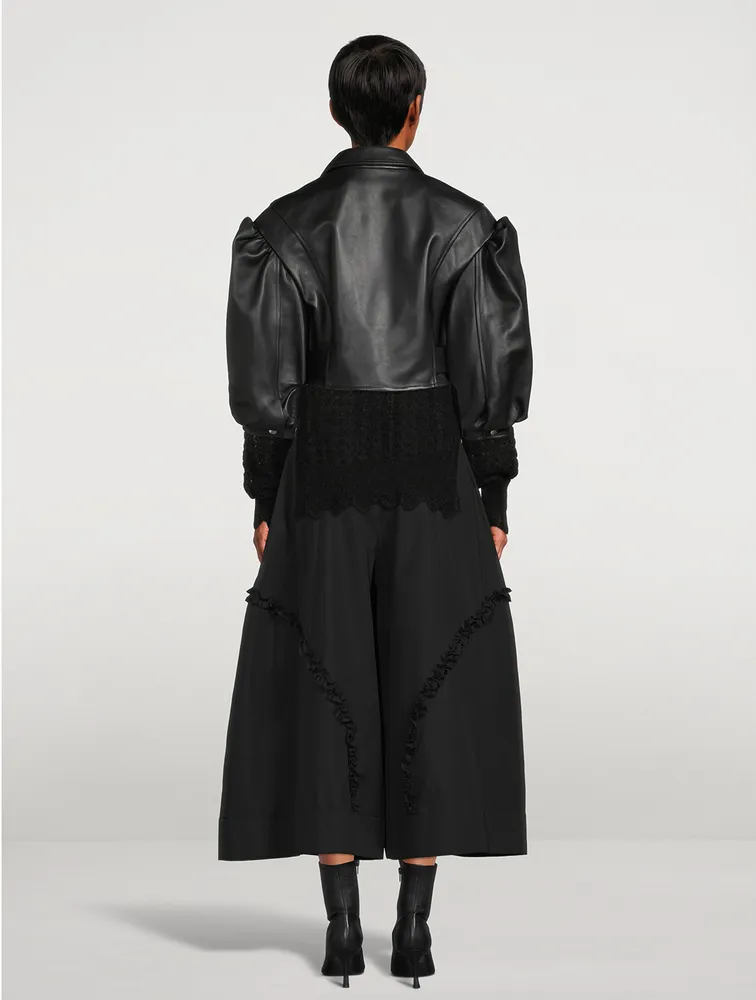 SIMONE ROCHA Cropped Bustier Leather Biker Jacket | Square One