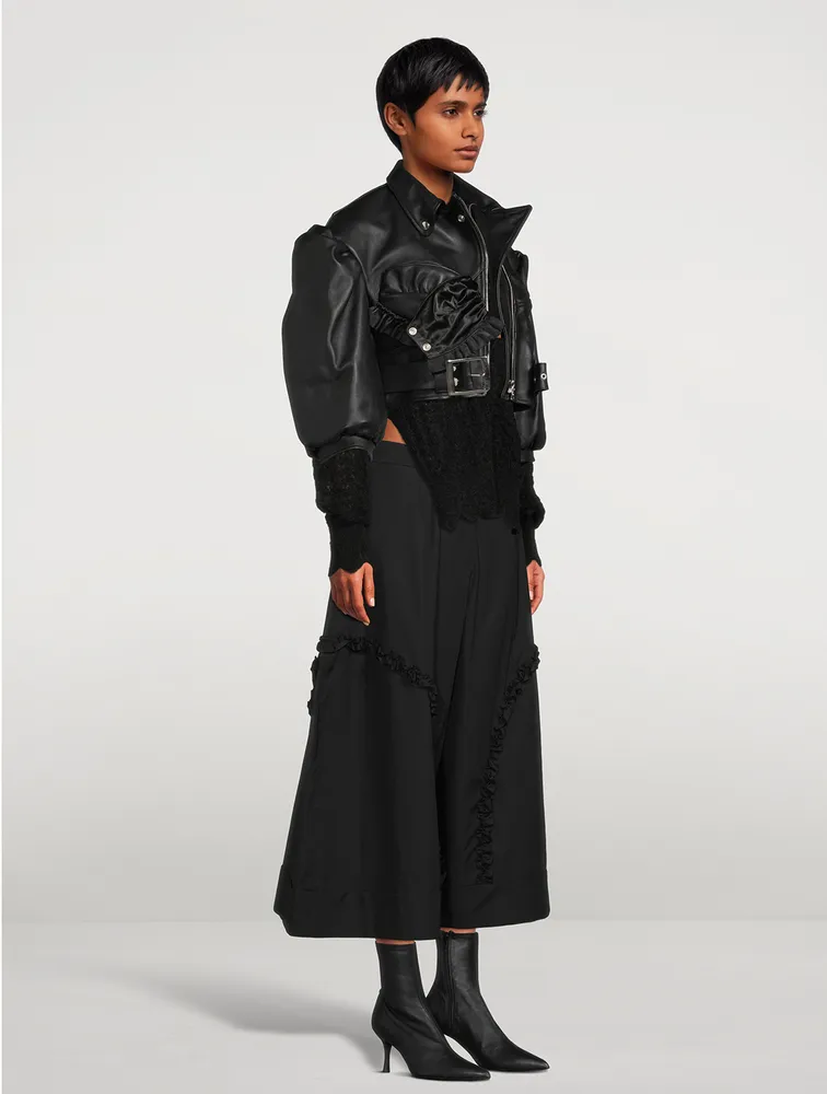 SIMONE ROCHA Cropped Bustier Leather Biker Jacket | Square One