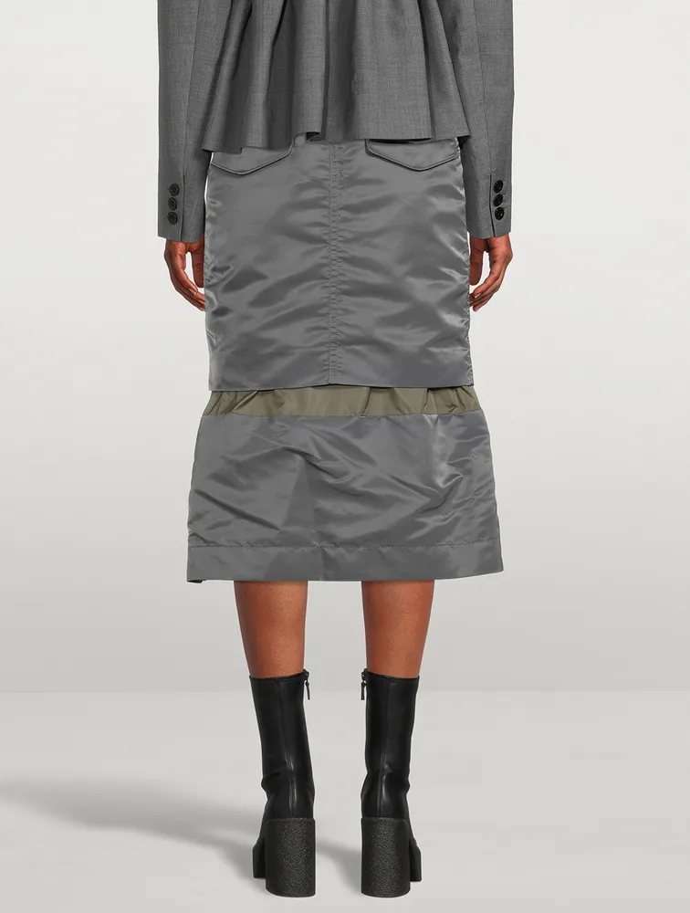 SACAI Nylon Twill Mix Midi Skirt | Square One