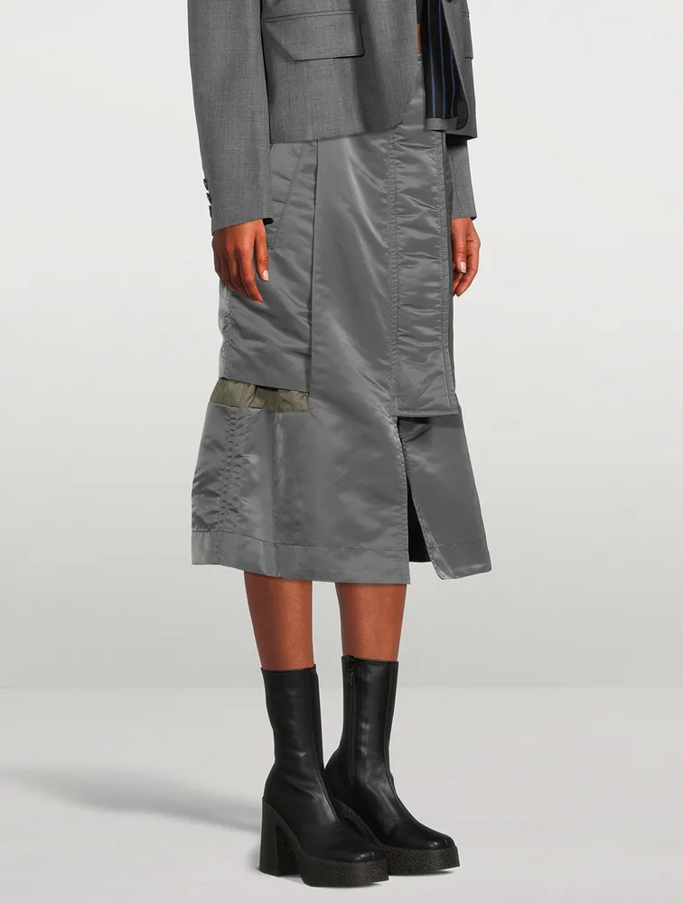 SACAI Nylon Twill Mix Midi Skirt | Square One