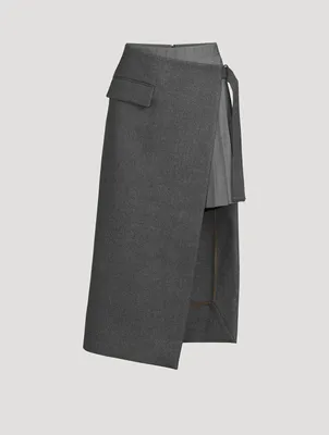 SACAI Wool Melton Midi Skirt | Square One