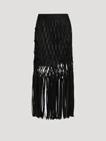 SACAI Wool Melton Fringe Skirt | Square One