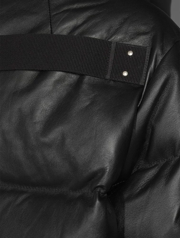 RICK OWENS Leather Down-Filled Funnelneck Jacket | Yorkdale Mall