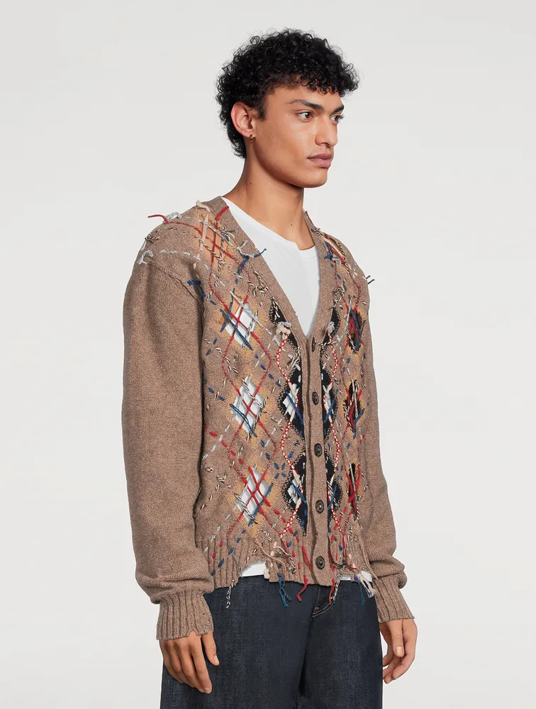 MAISON MARGIELA Wool-Blend Cut-Out Knit Cardigan | Yorkdale Mall