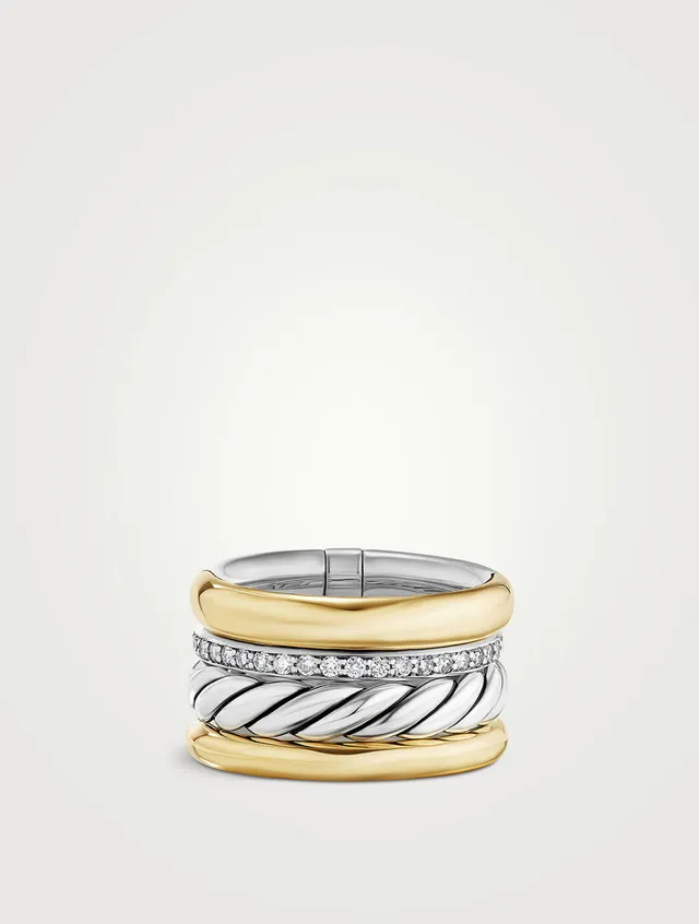 DAVID YURMAN Dy Mercer™ Multi Row Ring In Sterling Silver With 18k