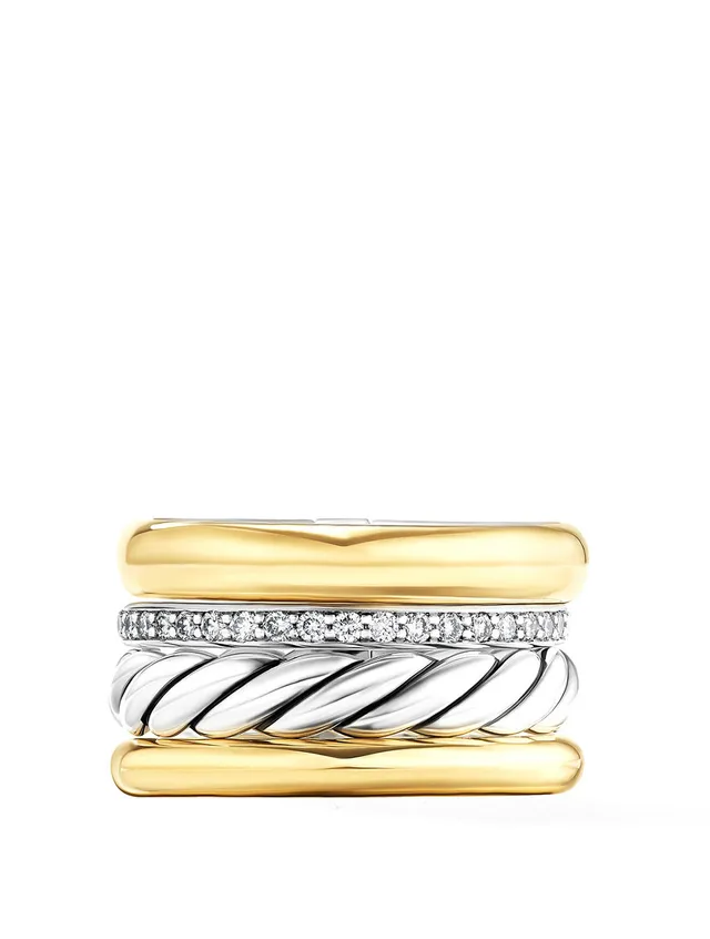 DAVID YURMAN Dy Mercer™ Multi Row Ring In Sterling Silver With 18k