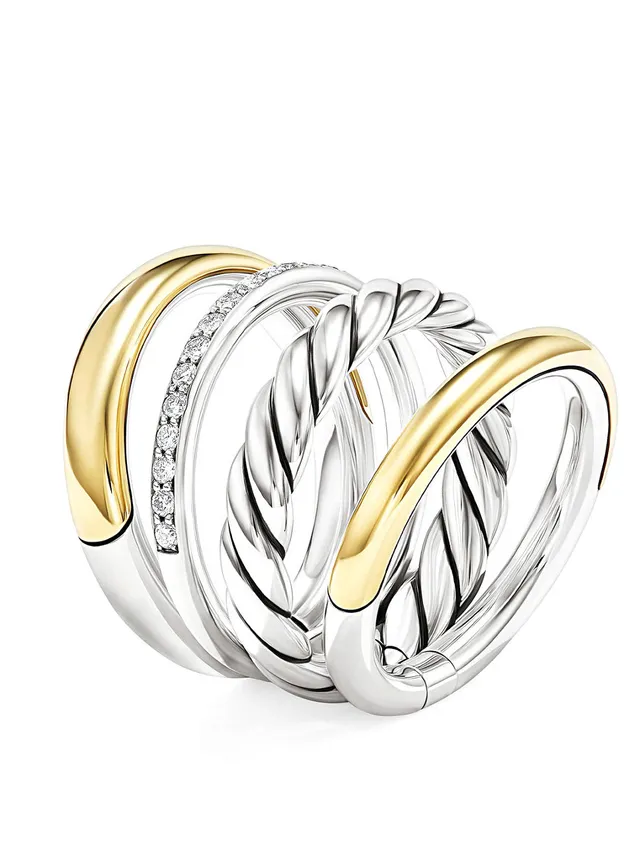 DAVID YURMAN Dy Mercer™ Multi Row Ring In Sterling Silver With 18k