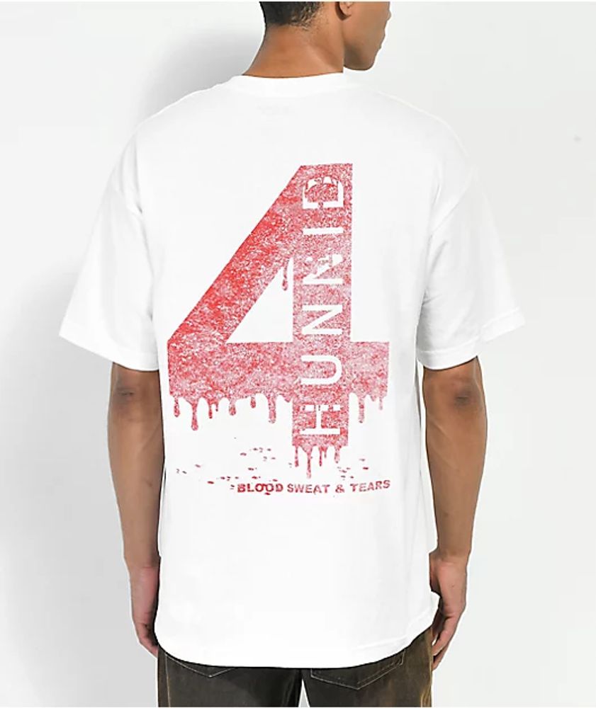 4Hunnid Blood 4 White T-Shirt | Pueblo Mall