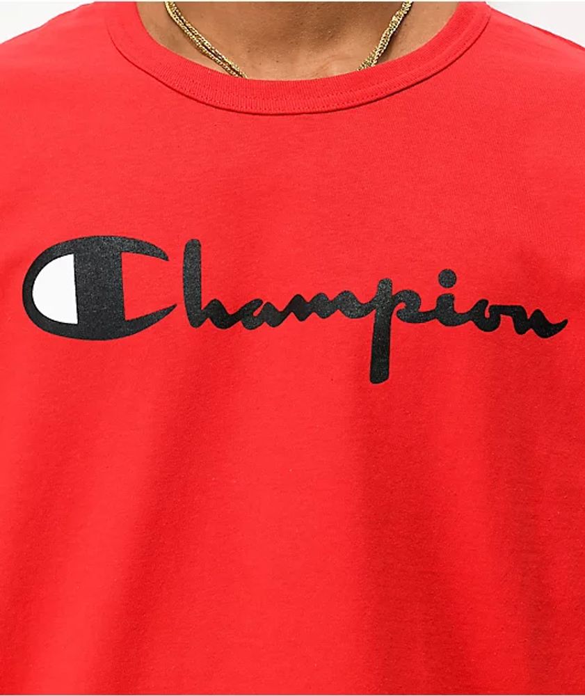 Champion script best sale t shirt red