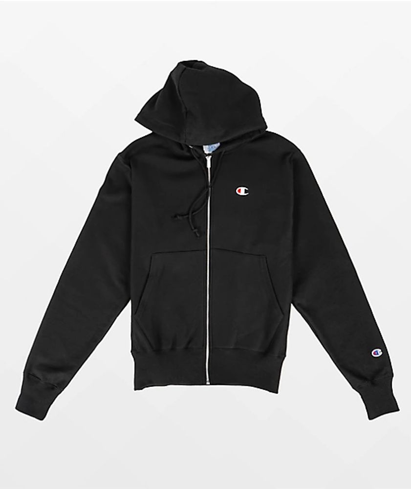 Champion Reverse Weave Black Zip Hoodie | Shop Midtown