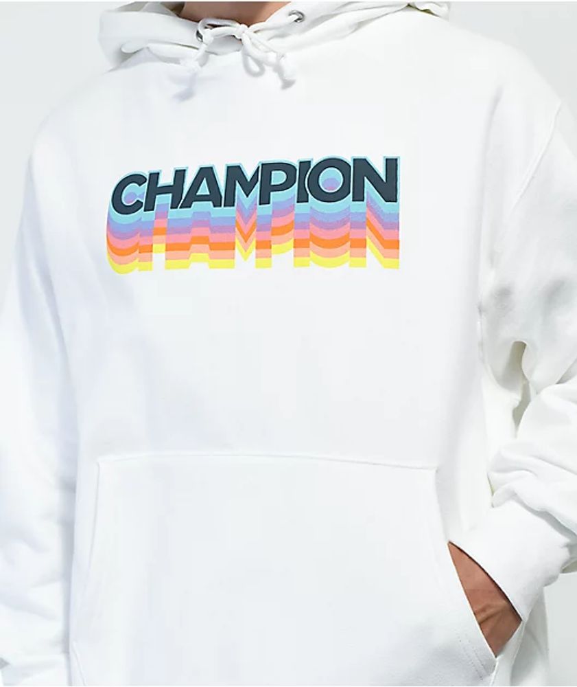 Champion Reverse Weave Multi Logo White Hoodie | Mall of America®