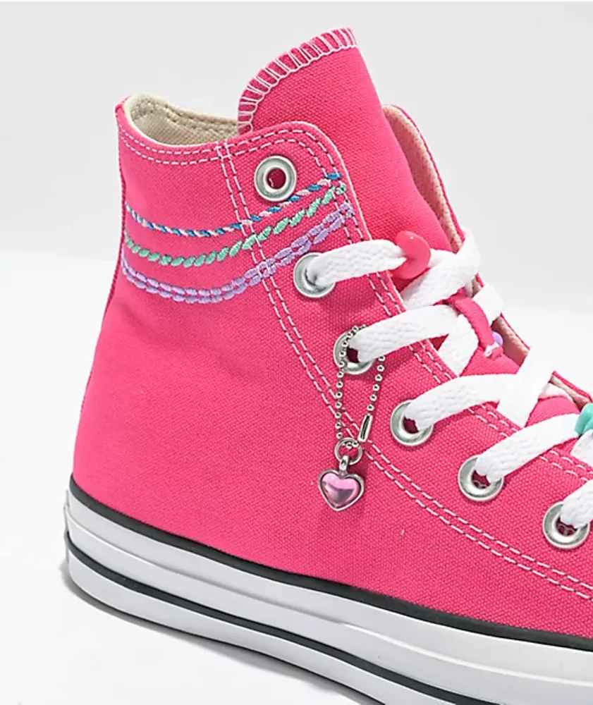 Hot pink chuck online taylor high tops