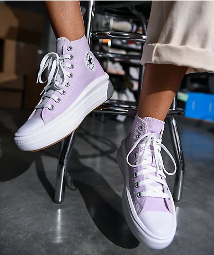 Purple high top chuck taylors sales
