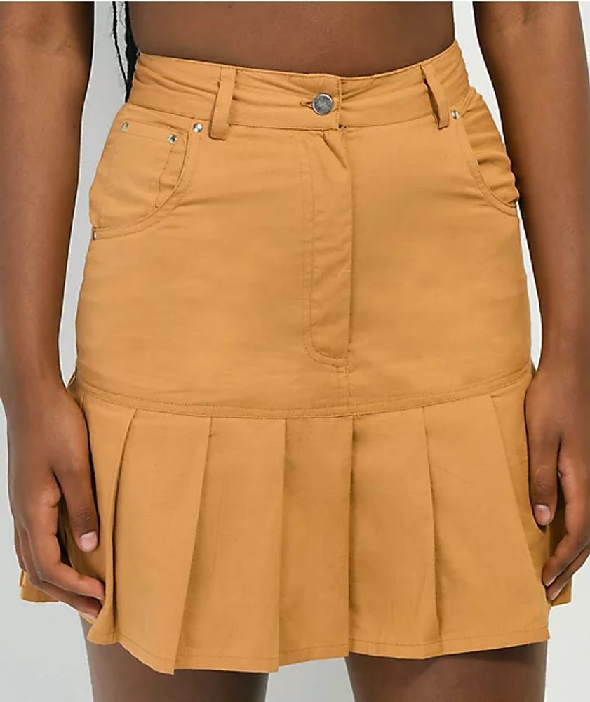 DXT-59807 BROWN PLEATED SKIRT